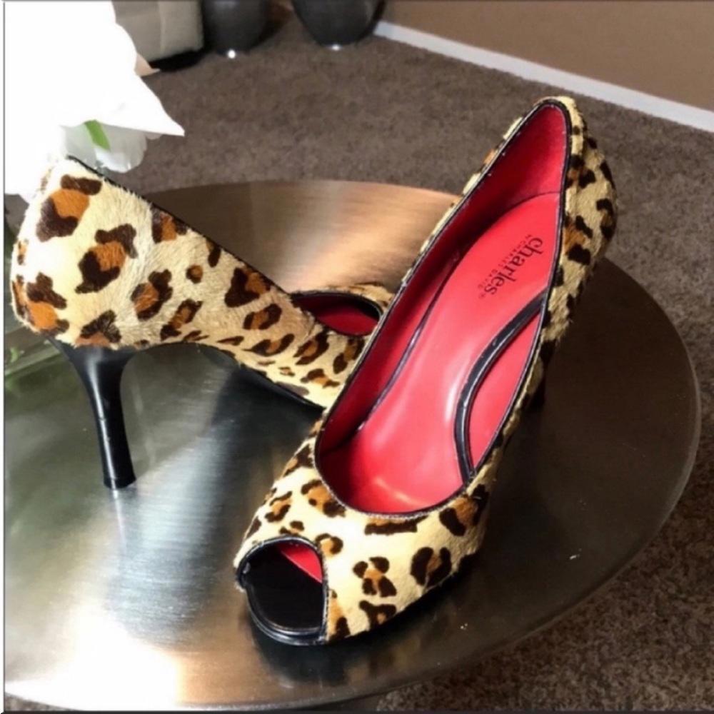 Charles David Leopard Peep Toe Heels Size 9